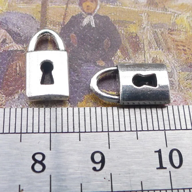 

15pcs/Lot 14x8mm Small 3D lock Charm Antique Silver Color Pendants for DIY Making Handmade Jewelry