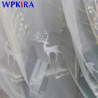 Серебряное дерево, фотообои для гостиной, рождественские олени, белые прозрачные Занавески для детской комнаты, гостиной ZH437H