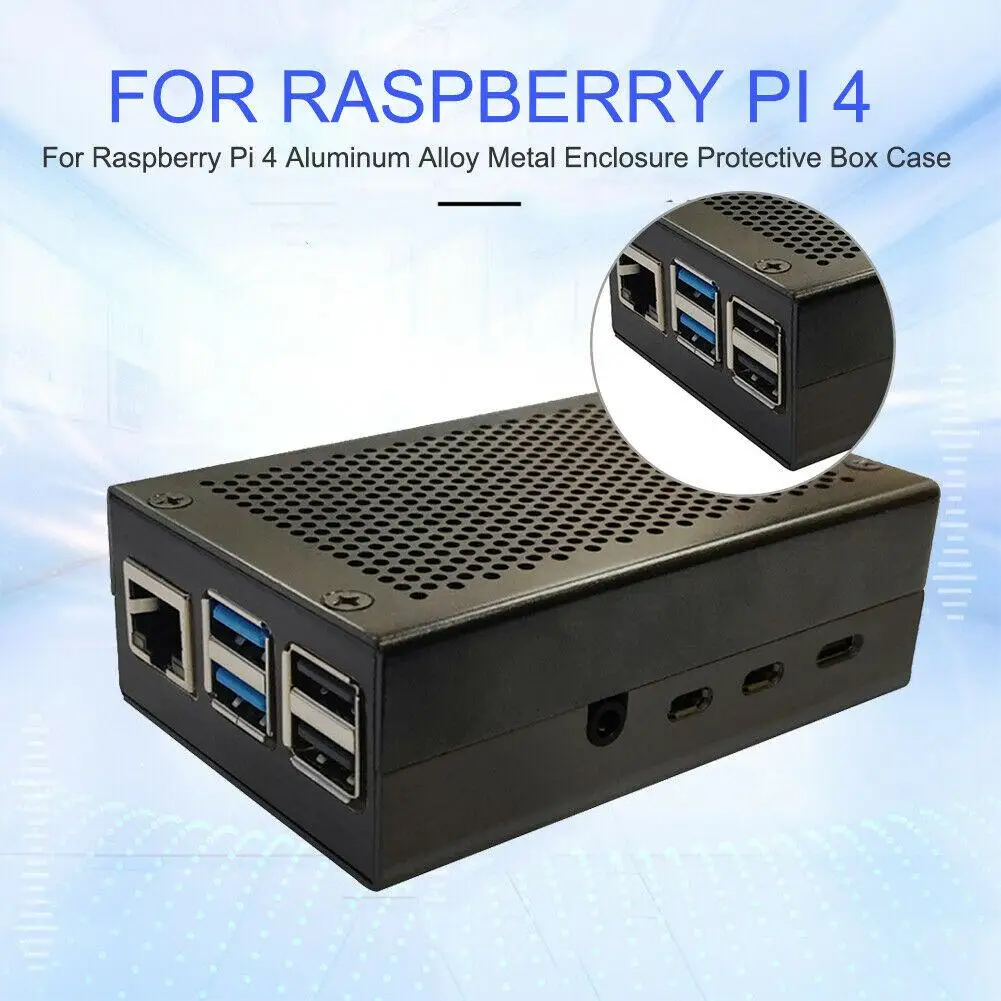 

Aluminum Alloy Metal Case Cooling Heatsinks Black Silver Fit For Raspberry Pi 4 Metal Enclosure Protective Box Shell Case