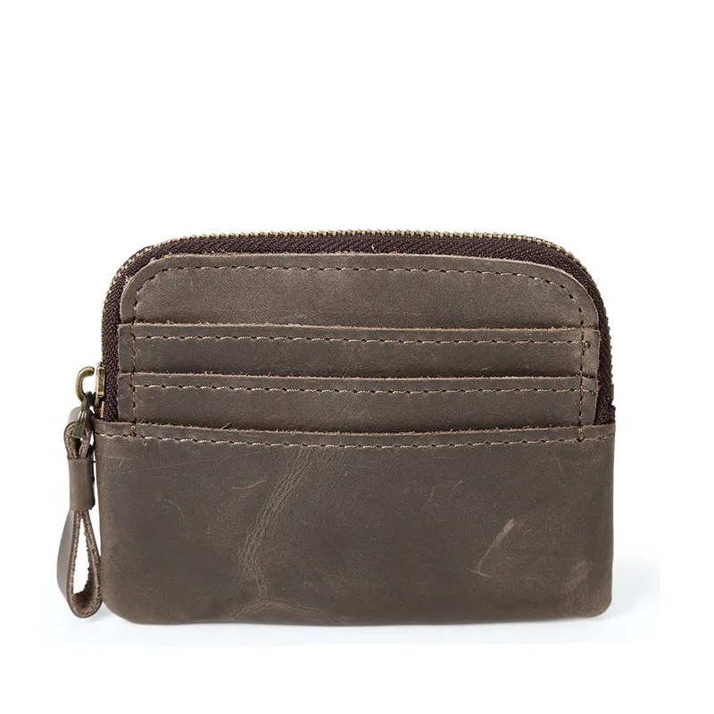 Genuine Leather Men Wallet Mini Business Short Retro Zipper Black Multifunction Purse Casual Carteras Card Package DA50QB | Багаж и сумки