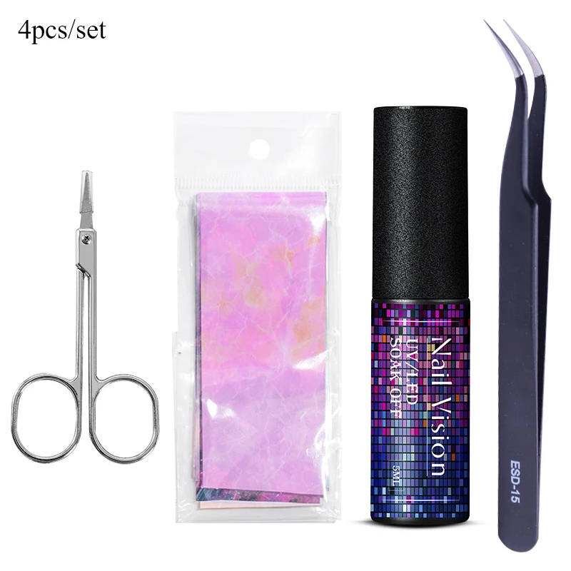 Nail Vision Фольга для ногтей Клей переводной гель-клей Звездный бумажный принт фольга s обертывания Переводные картинки Набор лаков УФ Гель-лак для ногтей лак - Цвет: ZH07013