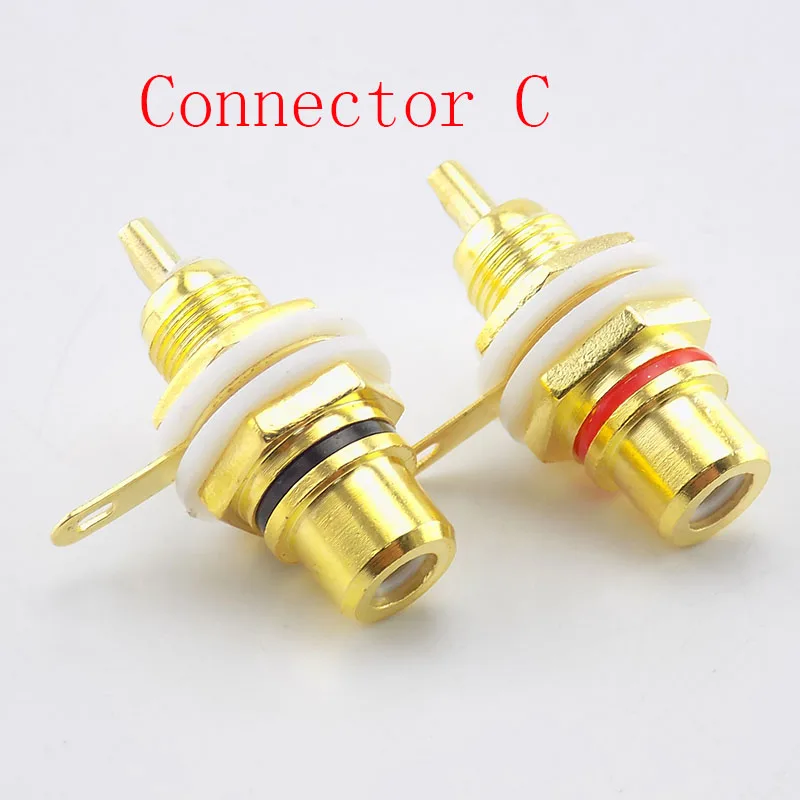 

2pcs/1pair RCA Female Socket Connector Chassis Panel Mount Adapter Plug Gold plated Audio Video Adapter W17