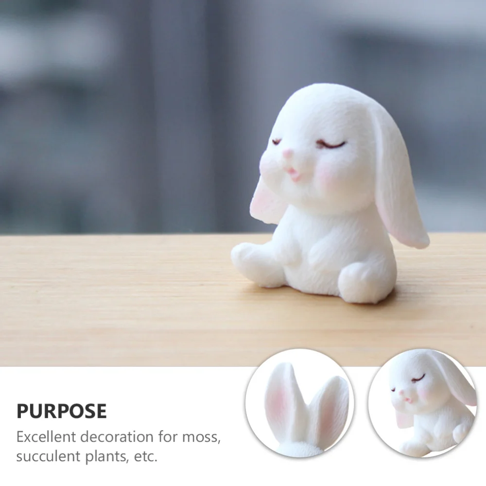 

9Pcs Easter Party Adornment Decorative Rabbit Model Micro Landscape Prop (White)