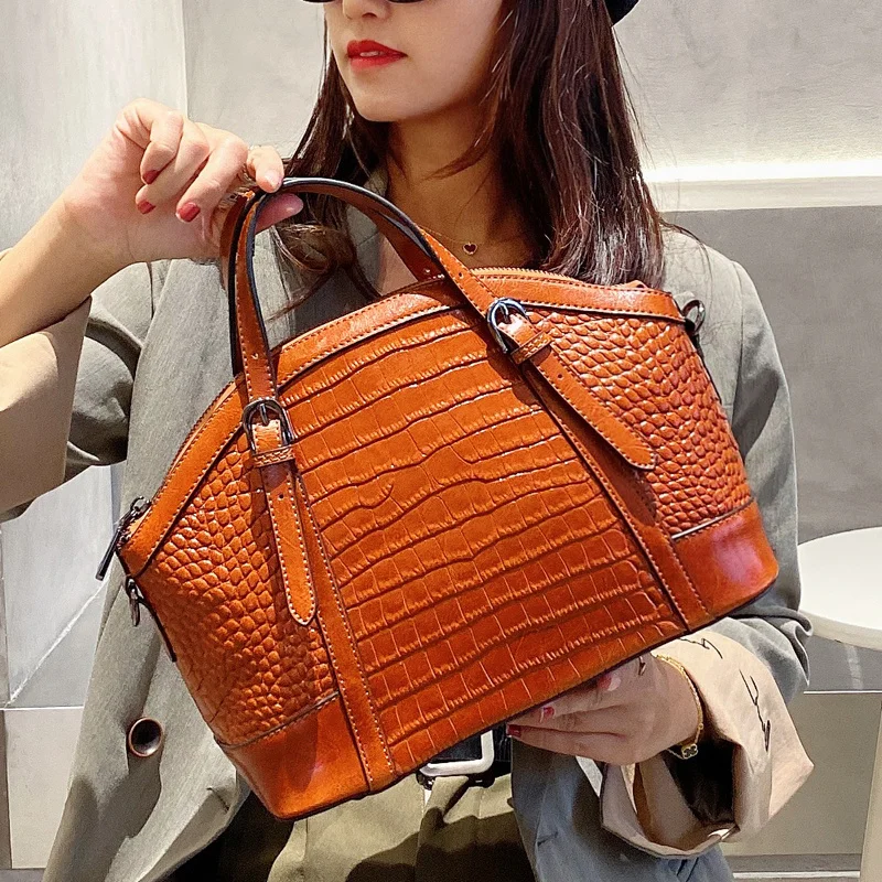 

Объемная сумка из 2021 натуральной кожи аллигатора с масляной вощеной воловьей кожей, роскошная сумка, сумка через плечо, сумки для женщин