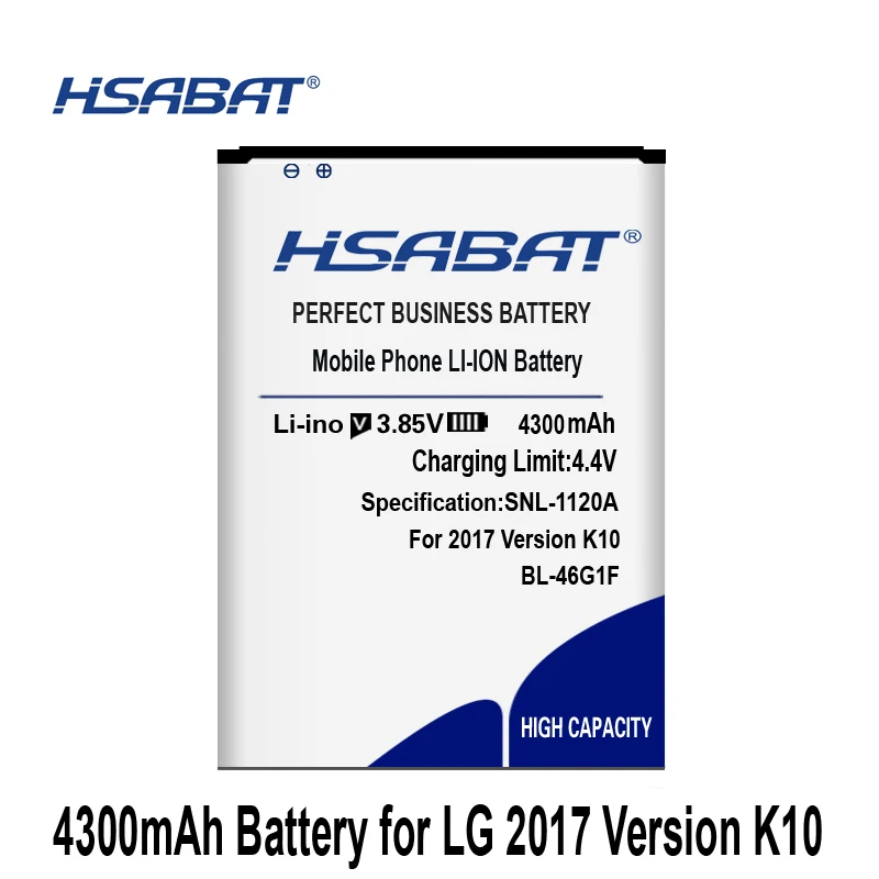 HSABAT 4300 мА/ч, BL-46G1F Батарея для LG K10 K425 K428 K430H K20 плюс TP260