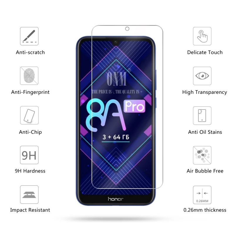 Закаленное стекло для huawei Honor 8A Pro Защитное экрана премиум класса закаленное
