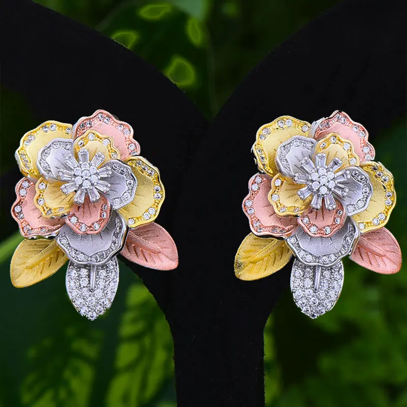 GODKI бразильский дизайн серьги гвоздики для женщин свадебные с кубическим