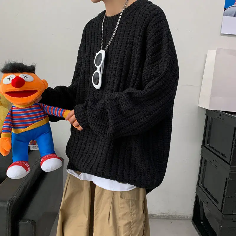 

2020 Autumn And Winter Loose Lazy Sweater Casual Long Sleeve Solid Color Pullover Size M-2XL