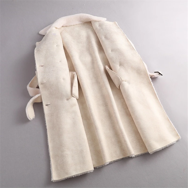 

2020 Winter New Fur jacket women Long double-breasted Granule sheep Shearing outerwear Fashion High quality Faux Fur Coat women