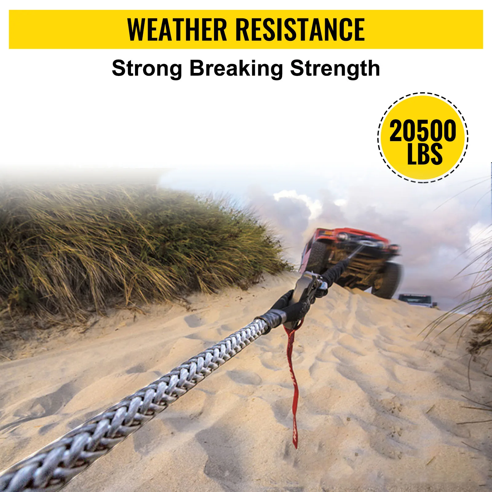 

Трос для лебедок, трос, синтетический буксировочный трос, 3/8x95 футов, 30 м, 20 000 фунтов, трос для обслуживания мойки автомобилей, вездеходов, вне...