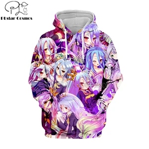 PLstar Cosmos Kawaii No Game No Life фиолетовые крутые 3d толстовкиСвитшот хипстер аниме унисекс Топы с лицом пуловеры-19