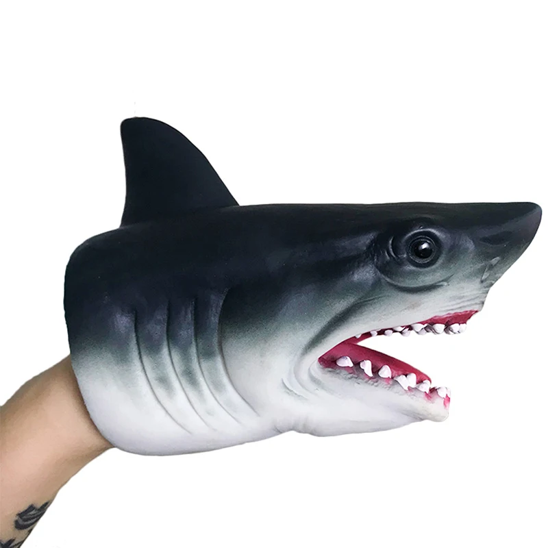 

Shark Hand Puppet TPR Animal Head Gloves Figure Simulation Animals Kids Toy Model Scaring Gag Halloween Jokes kids Gifts