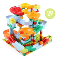 creative 182pcs marble race run blocks compatible city building blocks funnel slide blocks diy big bricks toys for children gift
