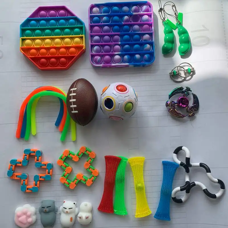 

Игрушки-антистресс для детей и взрослых, набор сенсорных игрушек антистрессовые пузырьки тревожность 18/21/23 шт.