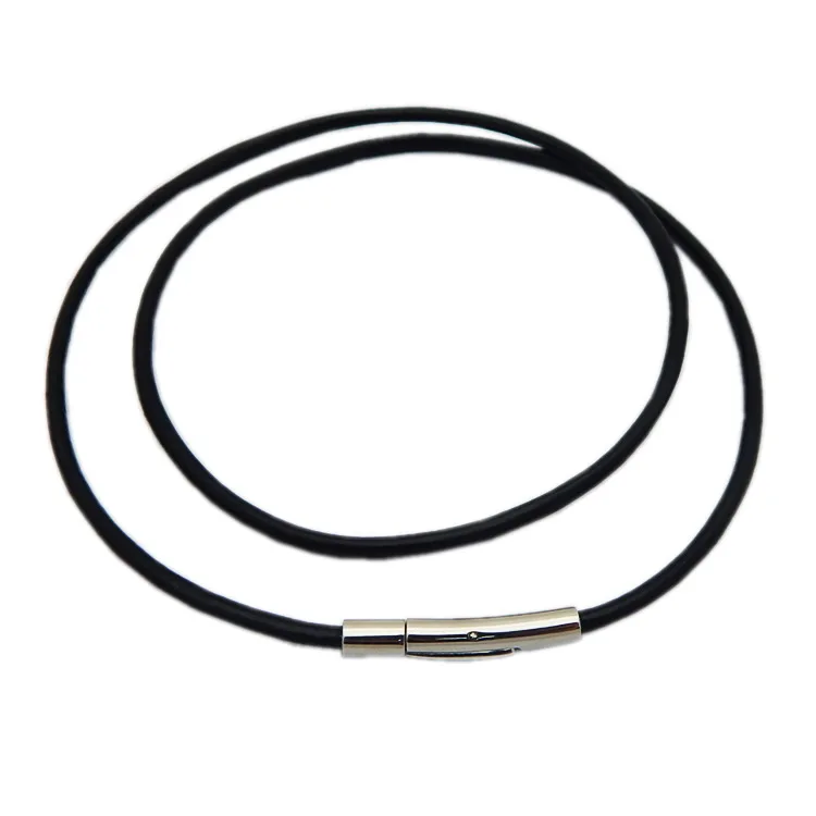 

Trendy 2MM/3MM/4MM/5MM Black Color Leather Chokers Necklaces for Women Men Rope Chain Stainless Steel Magnetic Clasp Jewelry
