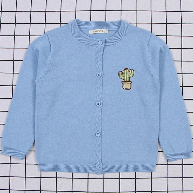 Весенне осенний свитер с вышивкой кактуса для маленьких мальчиков и девочек