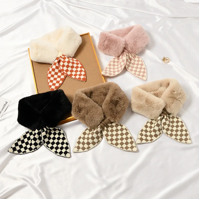 

Женский Регулируемый шарф для женщин, теплый вязаный накладной воротник, милый женский шарф с бантом