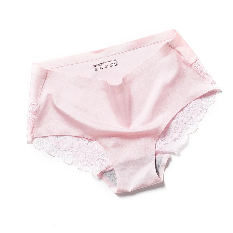 Бесшовные трусики XXXL нижнее белье Для женщин сексуальный Ice Silk трусики для девушек размера плюс женской модной обуви кружева спандекс трусы с низкой талией Панталоны