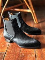 cie springautumn horse hair chelsea ankle boots leather sole men fiddle backbeveled waist high quality leather footwear
