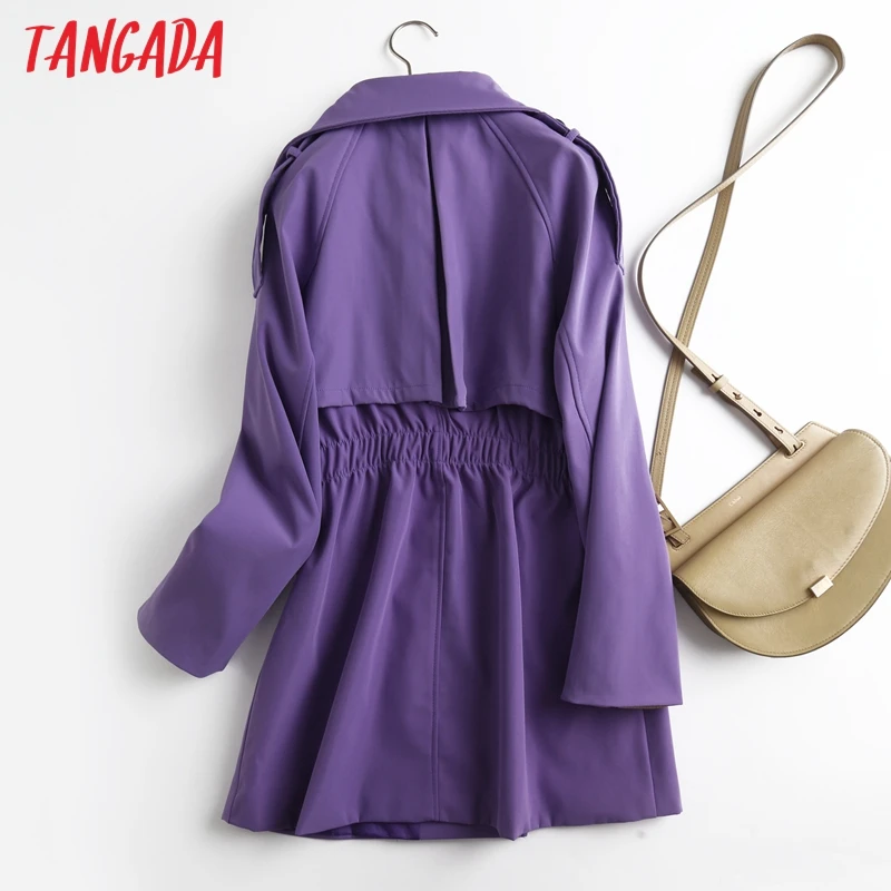 

Tangada Women England Purple Long Trench Coat 2021 Spring Elegant Female Outwear Windbreak 7L6