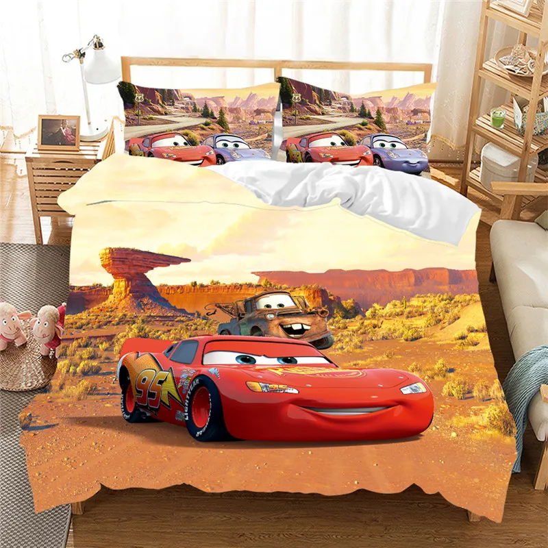 

Disney Red Lightning McQueen Car Bedding Set 3D Printed Single Queen King Size Boys Duvet Cover Children's Bedroom Decoration