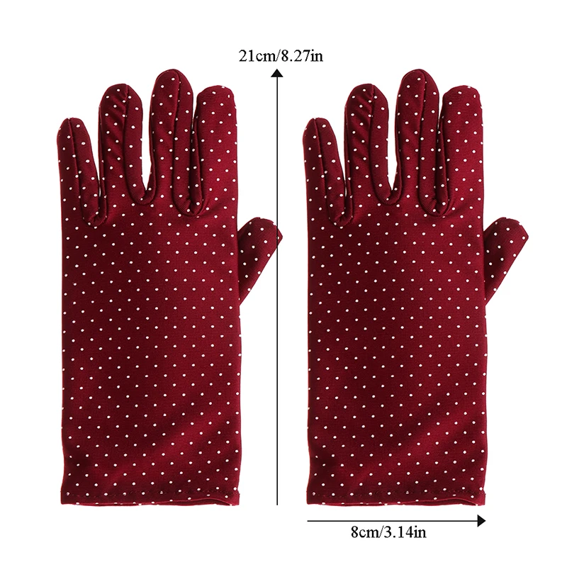 1 Pair New Fashion Sun Protection Wrist Gloves Dot Elastic Mittens Lady Knitted Fabric Vintage For Drive Shopping | Аксессуары для