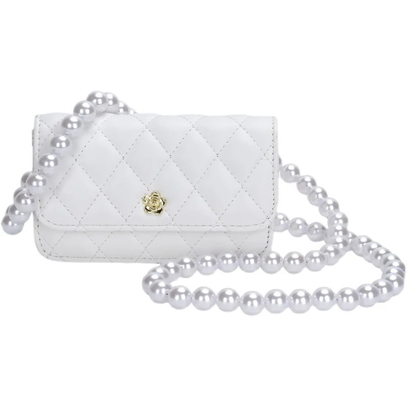 

Vintage White Handbag Fashion Brand Messenger Bags For Women Pearl Chain Pu Leather Crossbody Bag Lady Small Purse Handbag Totes