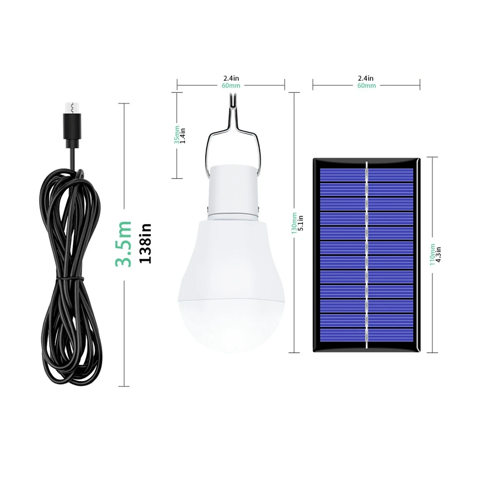 

Portable LED Solar Lamp Charged Solar Energy Light Panel Powered Emergency Bulb For Outdoor Garden Camping Tent Fishing Lighting