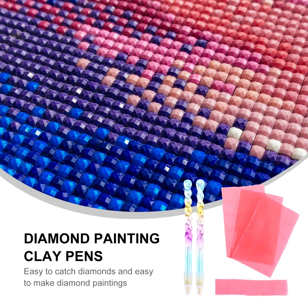 

50pcs Glue Clay and 2pcs Drill Pens for Diamond Rhinestone Painting Accessories