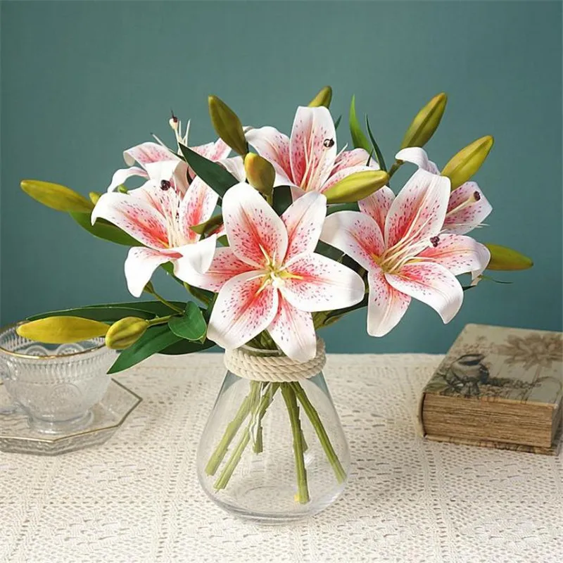 Одна искусственная короткая Лилия длиной 14 57 дюйма имитация 3D печати Lilium для