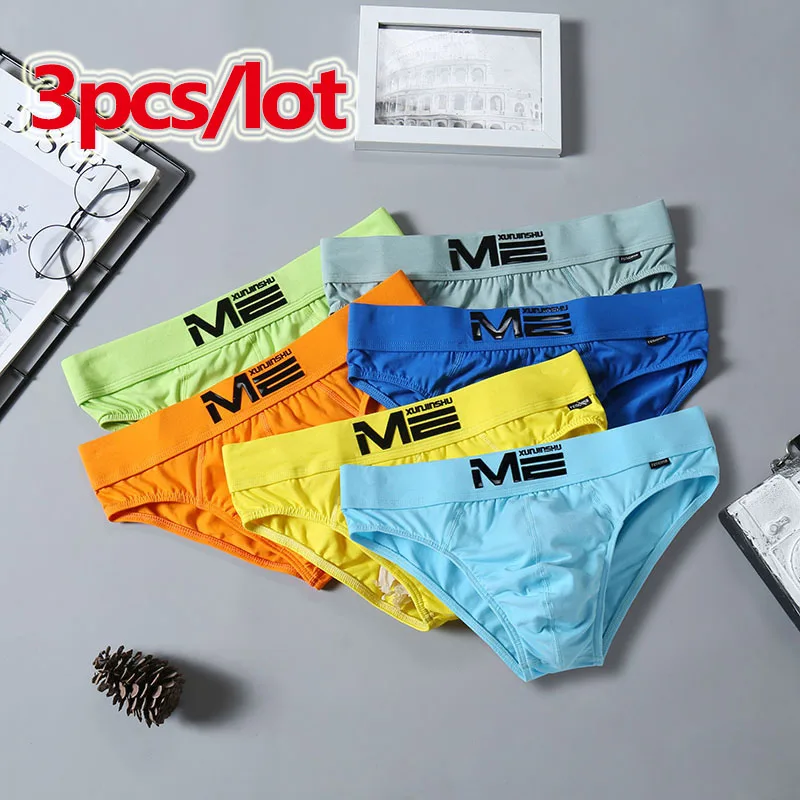Sexy Men's Panties Underwear Cotton Breathable 3D Relief Briefs Personalized Cotton Shorts Men's Underwear Panties 3Pcs/Lot