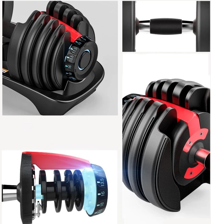 

24kg 52.5lbs 40kg 90lbs Rubber Dumbells Rack Fast Automatically Adjust Dumbell Set Training Exercie Equipment Dumbel Cast Iron
