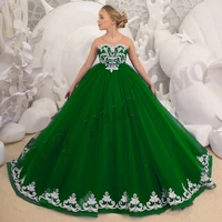 green ball kids couture flower girl dress scoop birthday lace wedding party dresses costumes first comunion drop shipping