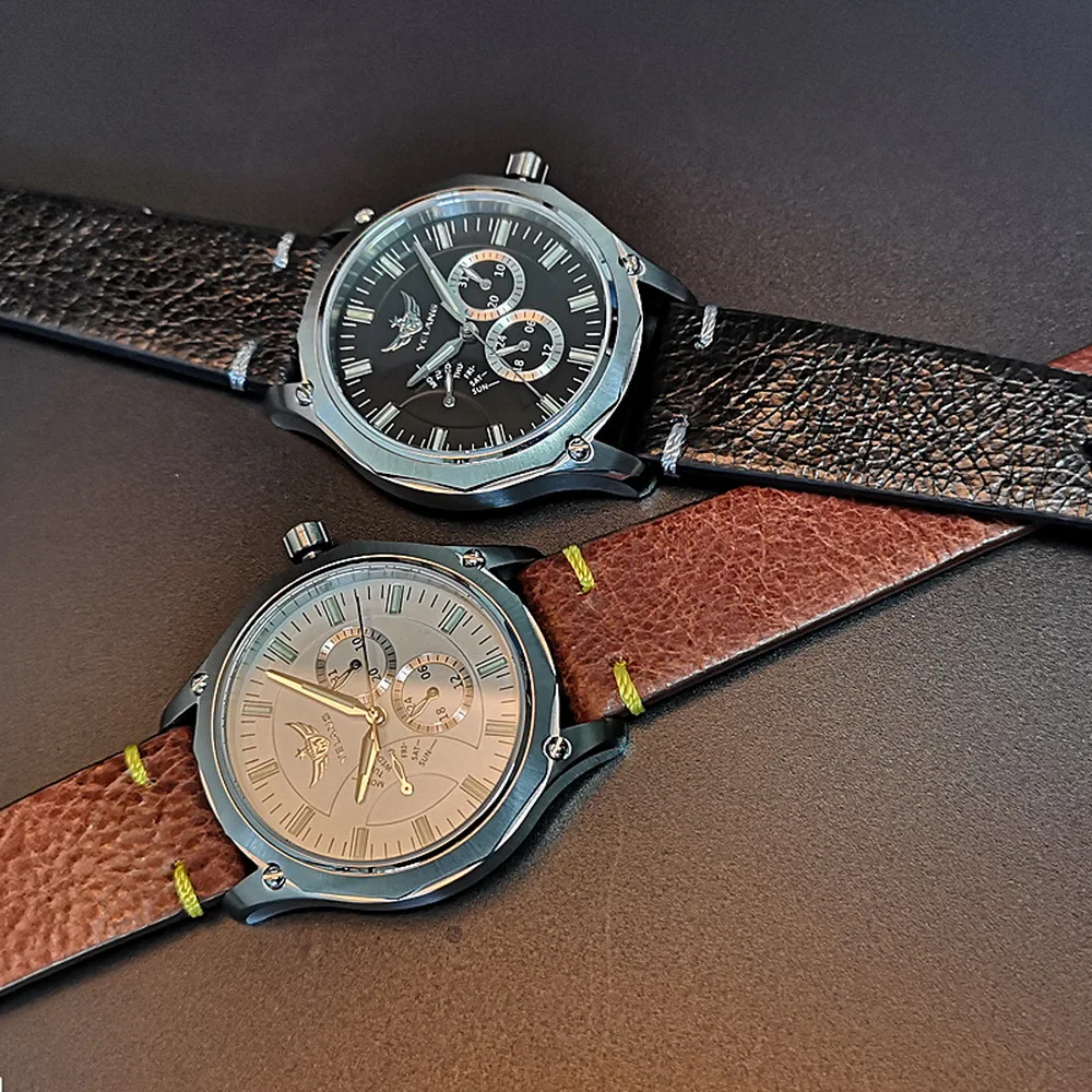 T100 Тритий часы мужские кварцевые наручные Yelang светящийся человек