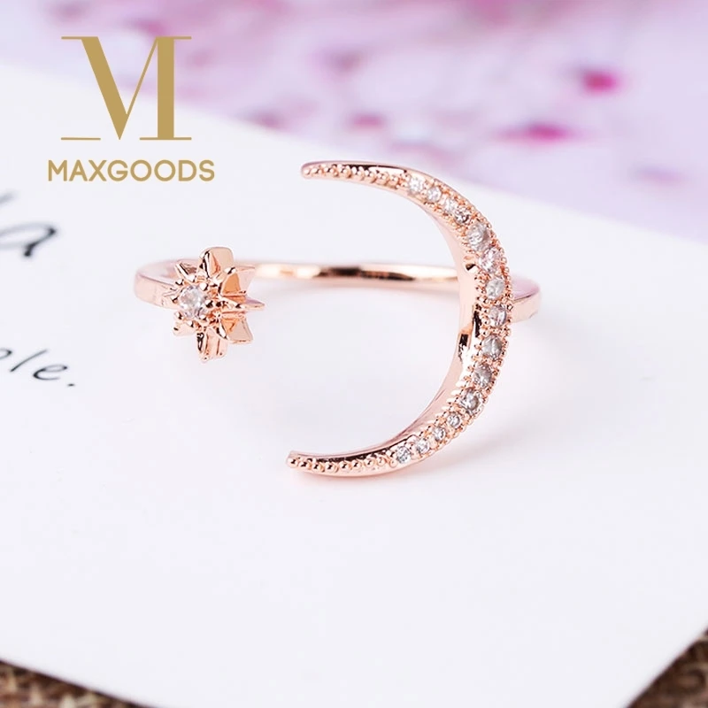 Женские свадебные кольца с кристаллами Полумесяца и звезды обручальные для