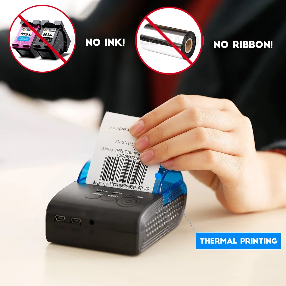 58 мм Термопринтер Bluetooth Android термопринтер POS чековый принтер Счетная машина для супермаркета портативный принтер GZM5802