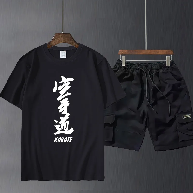 

Men's short sleeve suit pants Brand T-shirt Chinese Character Karate Print Tshirt 2018 Summer New High-quality Men T Shirt Chine