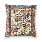 Синяя антикварная персидская шелковая наволочка Isfahan с цветами и животными, наволочка для домашнего декора, этническая искусственная наволочка для дивана