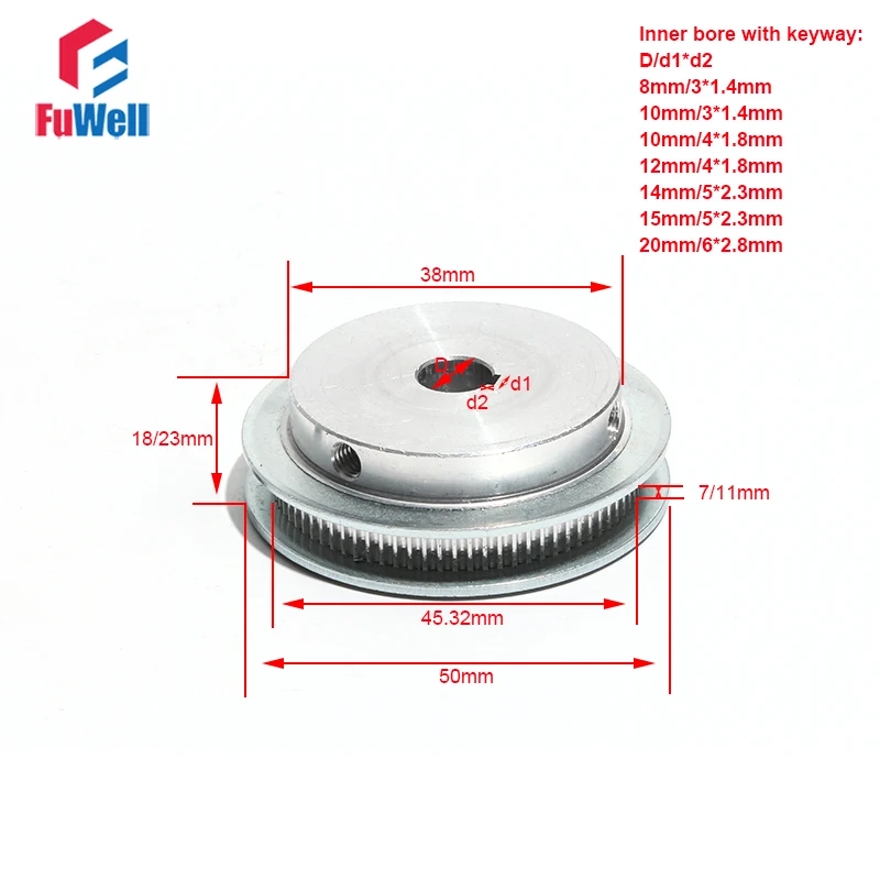 Синхронный шкив с отверстием S2M 72 зубца |