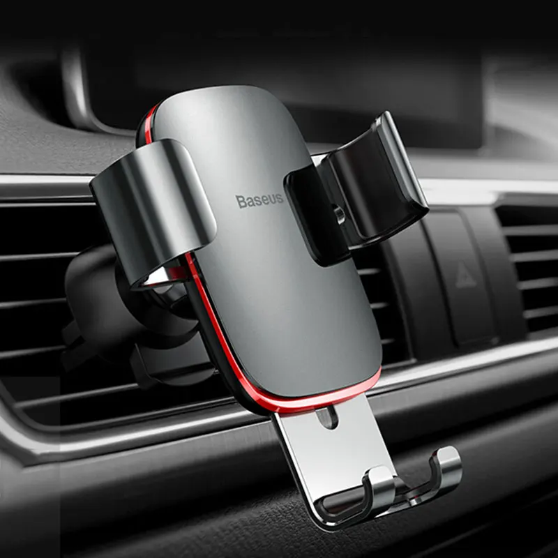 Phone Holder Grey Baseus Air Outlet держатель для телефона в автомобиле авто-блокировка гравитационный Автомобильный держатель Универсальный держатель для телефона подставка крепление для iPhone 11 Pro X Xs 7 - Цвет: Phone Holder Grey