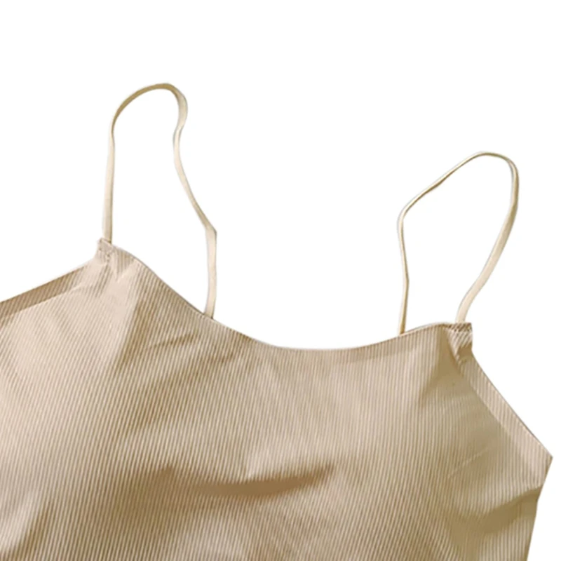 X Women Casual Versatile Sleeveless Thread Cotton Off Shoulder Slim Solid Sexy Strap Top Tube White Black Gray Apricot Pink | Женская