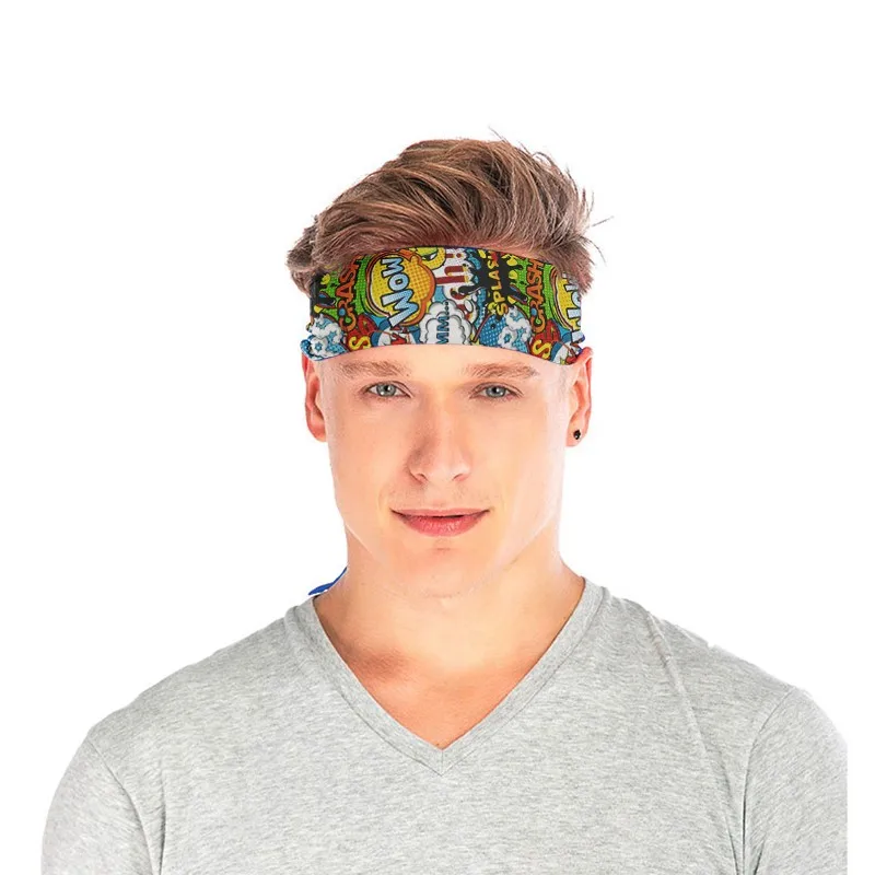 Cartoon Pattern Design Outdoor Sports Cycling Running Tennis Anti-Slip Sweatbands Headbands