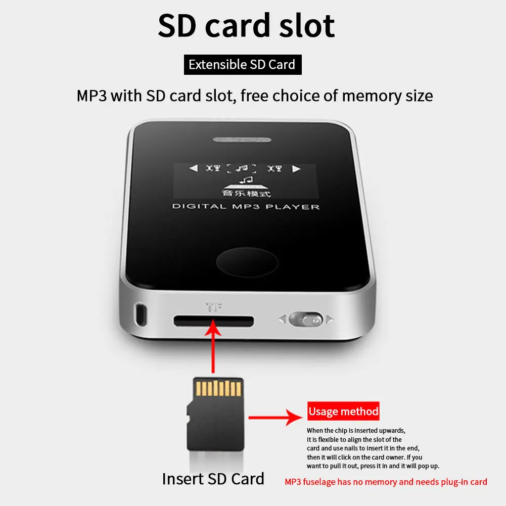 16 Гб ЖК-экран MP3-плеер Hands Free Спортивная аккумуляторная поддержка мини-карта флэш памяти TF USB портативная HIFI музыкальная система с зажимом аудио с динамиком