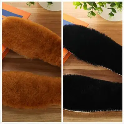 2 Pairs 2 пары,, стельки из чистой шерсти, зимние теплые мужские и женские ботинки из овечьей кожи, плюшевые хлопковые стельки, Меховая стелька, размер 35-46 - Цвет: 2 Pairs