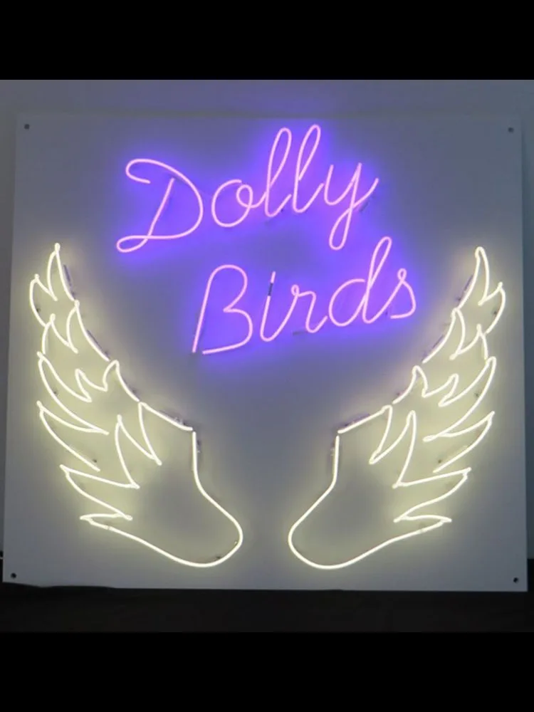 

Neon Sign For Dolly Birds wings handcraft Glass Tubes beauty salon Neon Signs For Bar Windows Garage Wall Sign Neon Lamp Bulb