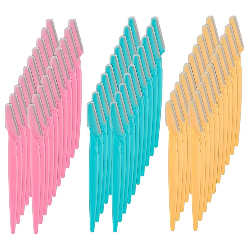 

Бритва для бровей, 60 шт. бритв для бровей, многофункциональный инструмент для отшелушивания и обрезки бровей, 3 цвета