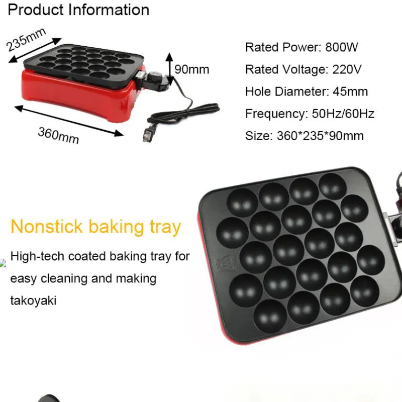 

220V EU 800W Chibi Maruko Baking Machine Household Electric Takoyaki Maker Octopus Balls Grill Pan Professional Cooking Tools