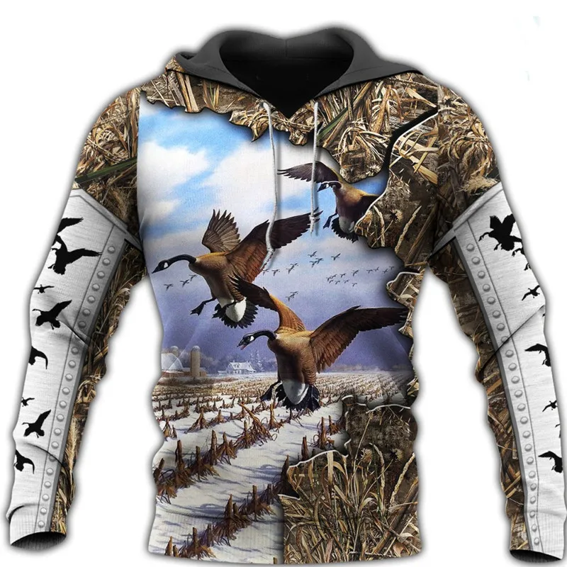 

Модные 3D печать гусей Охота животных Толстовка Harajuku лсення толстовка с капюшоном худи в уличном стиле