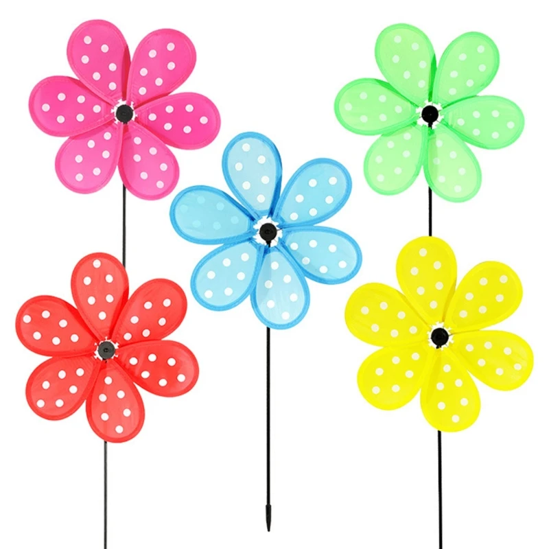 

5pcs Colorful Dot Wind Spinners Lawn Pinwheels Windmill Party Pinwheel Wind Spinner for Garden Patio