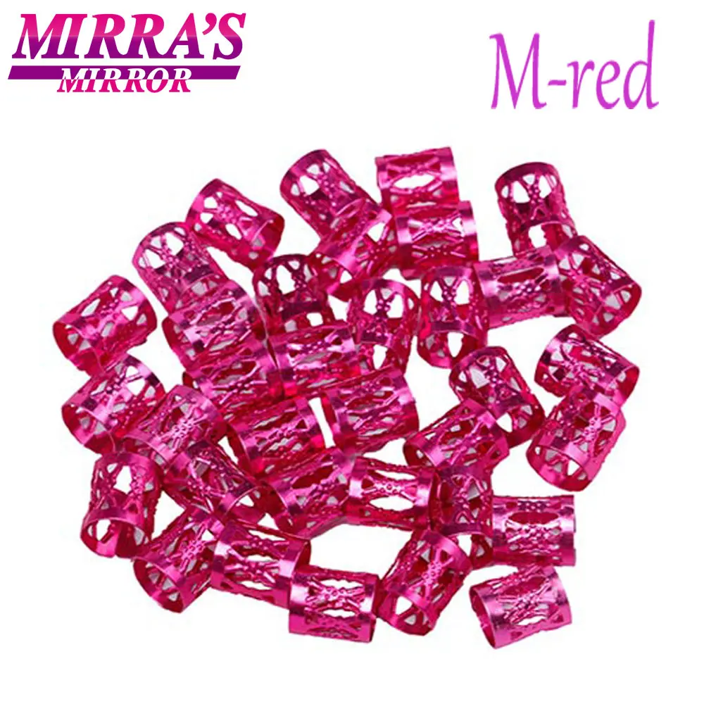 Mirra's Mirror 100 шт смешанные бусины для волос для косичек серебряные кольца для волос для девочек регулируемые аксессуары для дредов золотые манжеты клипсы - Цвет: 100pcs M-red